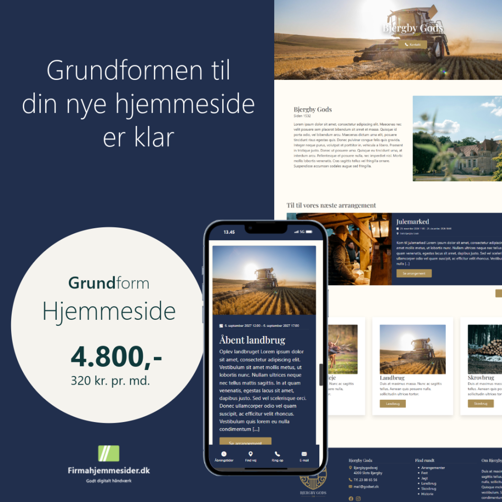Billige Hjemmesider til Gods og herregård
